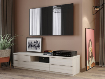 ТВ-тумба Вента 180х45х41 (Белый шпон дуба, Белый шпон дуба ЛДСП)