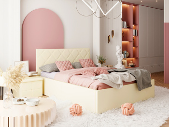 Детская спальня Рица со столом кремовая