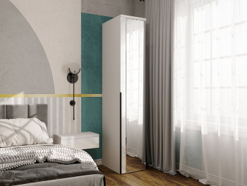 Шкаф Пенал 45х60х236 со штангой и ручками лофт (Белый капри, Белый глянец МДФ)