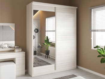 Шкаф-купе 2-х дверный 180х60х236 (Белый шпон дуба, Белый шпон дуба ЛДСП)