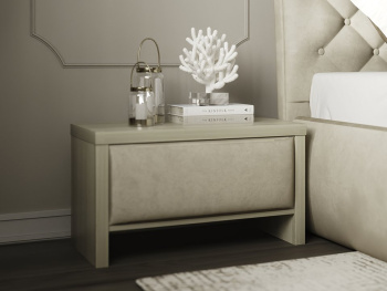 Тумба Сицилия 70х35х40 с мягким фасадом (Белый шпон дуба, Кремовая)