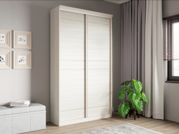 Шкаф-купе 2-х дверный 134х42х236 (Белый шпон дуба, Белый шпон дуба ЛДСП)