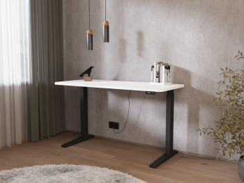 Стол Регулируемый с черными опорами 1400х600х25 (Белый Капри)