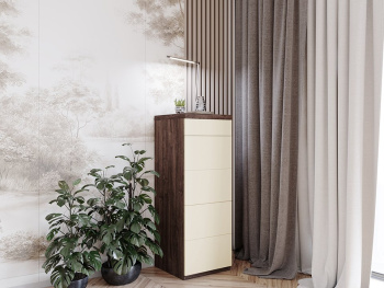 Комод Лестер 45х45х123 (Дуб шоколад, Крем матовый МДФ)