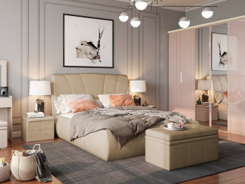 Кровать Бриона с подъёмным механизмом кофейная 140х200 Кровать Бриона с подъёмным механизмом кофейная 140х200