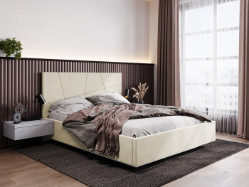 Кровать Валенсия с парящим основанием кремовая 140х200