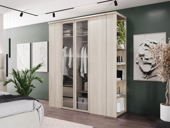 Комплект шкафов 202х60х236 (Белый шпон дуба, Белый шпон дуба ЛДСП)