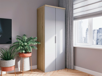 Шкаф Распашной 90х60х236 с комодом (Дуб сонома, Серый светлый МДФ) Шкаф Распашной 90х60х236 с комодом (Дуб сонома, Серый светлый МДФ)