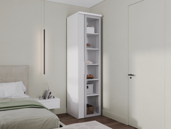 Шкаф Пенал 60х60х236 с полками (Белый капри, Белый глянец МДФ)