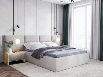 Кровать Сицилия с подъёмным механизмом светло-серая 160х200