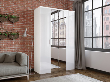 Шкаф Wing Line 150х60х236 (Белый капри, Белый глянец МДФ) Шкаф Wing Line 150х60х236 (Белый капри, Белый глянец МДФ)