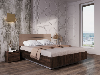 Кровать Лима с мягкими вставками, Шоколад 140х200х110