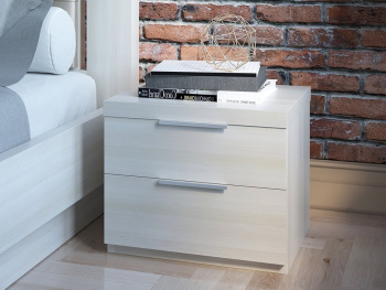 Тумба Диора 45х36х38 с двумя ящиками (Белый шпон дуба, Белый шпон дуба ЛДСП)