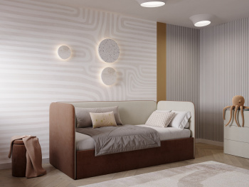 Кровать Рио двухцветная с подъёмным механизмом коричневая+белая 90х200