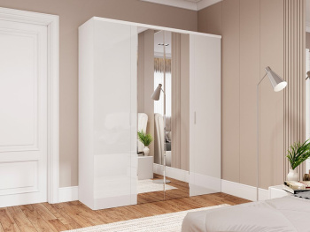 Шкаф Wing Line 200х60х236 (Белый капри, Белый глянец МДФ) Шкаф Wing Line 200х60х236 (Белый капри, Белый глянец МДФ)