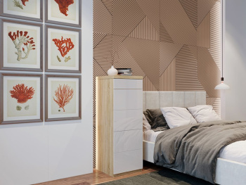 Комод Лестер 45х45х123 (Дуб сонома, Белый глянец МДФ)