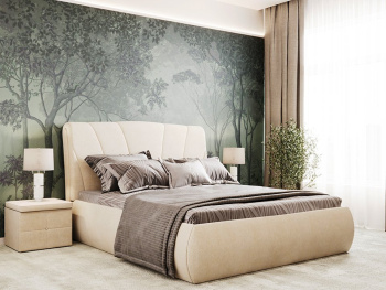 Кровать Бриона с подъёмным механизмом кремовая 140х200 Кровать Бриона с подъёмным механизмом кремовая 140х200