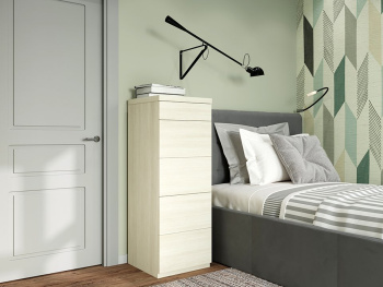 Комод Лестер 45х45х123 (Белый шпон дуба, Белый шпон дуба ЛДСП)