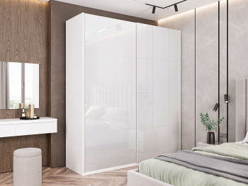 Шкаф Top Line 200х66х236 (Белый капри, Белый глянец МДФ) Шкаф Top Line 200х66х236 (Белый капри, Белый глянец МДФ)